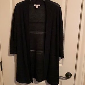 Black open front cardigan